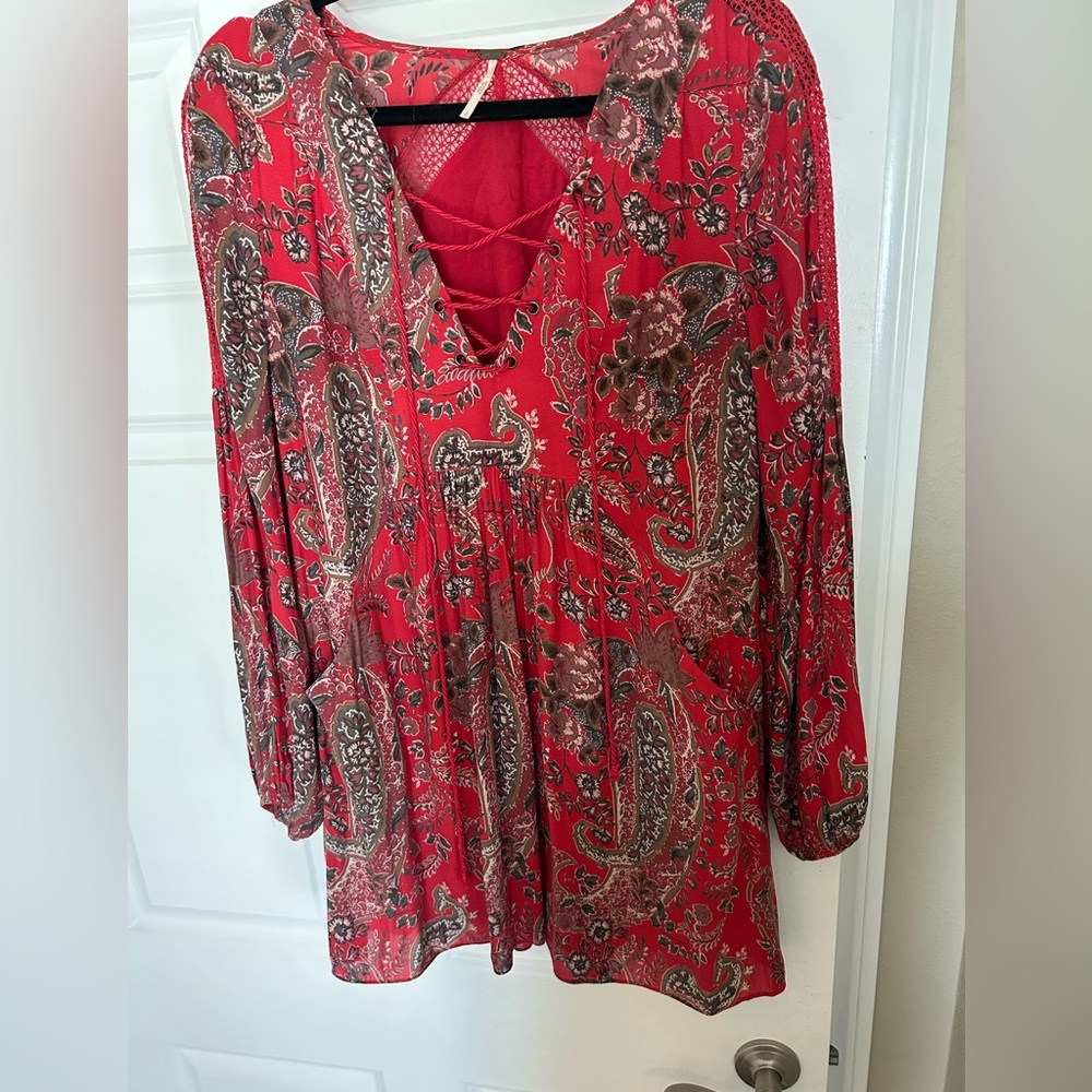 Free People Red Paisley Women's Dress